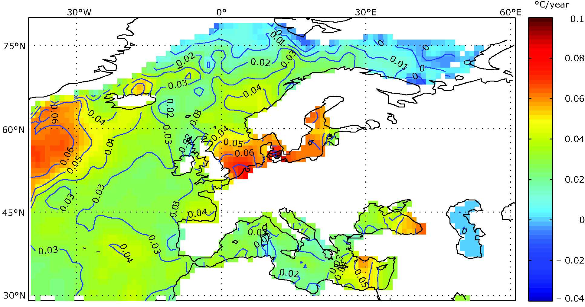 Dänemark Temperaturkarte