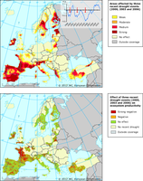 Areas affected by three recurrent negative precipitation anomalies (2000, 2003 and 2006)