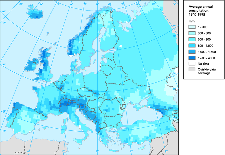 Average annual precipitation — European Environment Agency