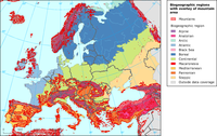 Biogeographic regions of Europe, with overlay of mountain area as defined for the present study