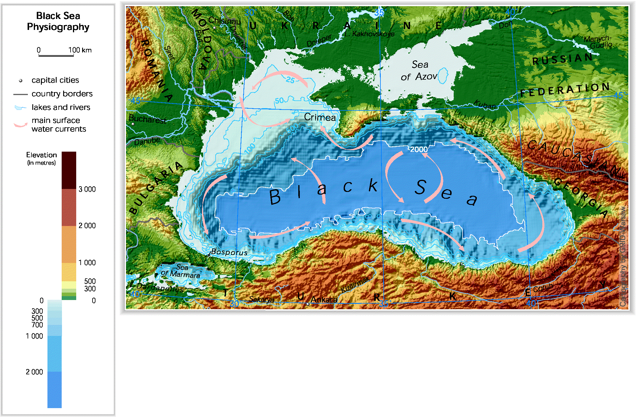 The Black Sea Map Black Sea Physiography — European Environment Agency