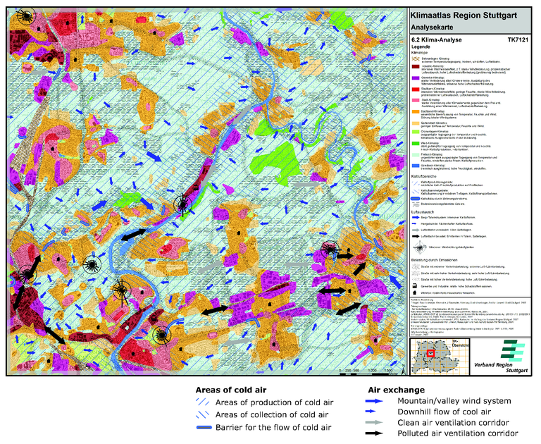 Climate Analysis Map For The Stuttgart Region Also Showing So Called Ventilation Paths Along With Other Climate Related Features European Environment Agency