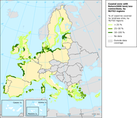 Coastal zone with Natura2000 land/sea connections, by NUTS3 regions