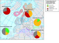 Conservation status of marine habitats per biogeographic region