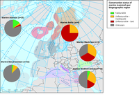 Conservation status of marine mammals per biogeographic region