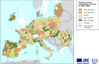 Change in forest connectivity in the EU, 1990–2000