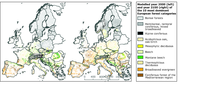 Current (2000) and projected (2100) forest coverage in Europe