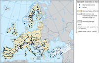 Dams with reservoirs on rivers in Europe 