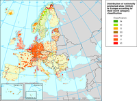 Distribution of nationally protected sites (CDDA) in Europe according to their IUCN category classification