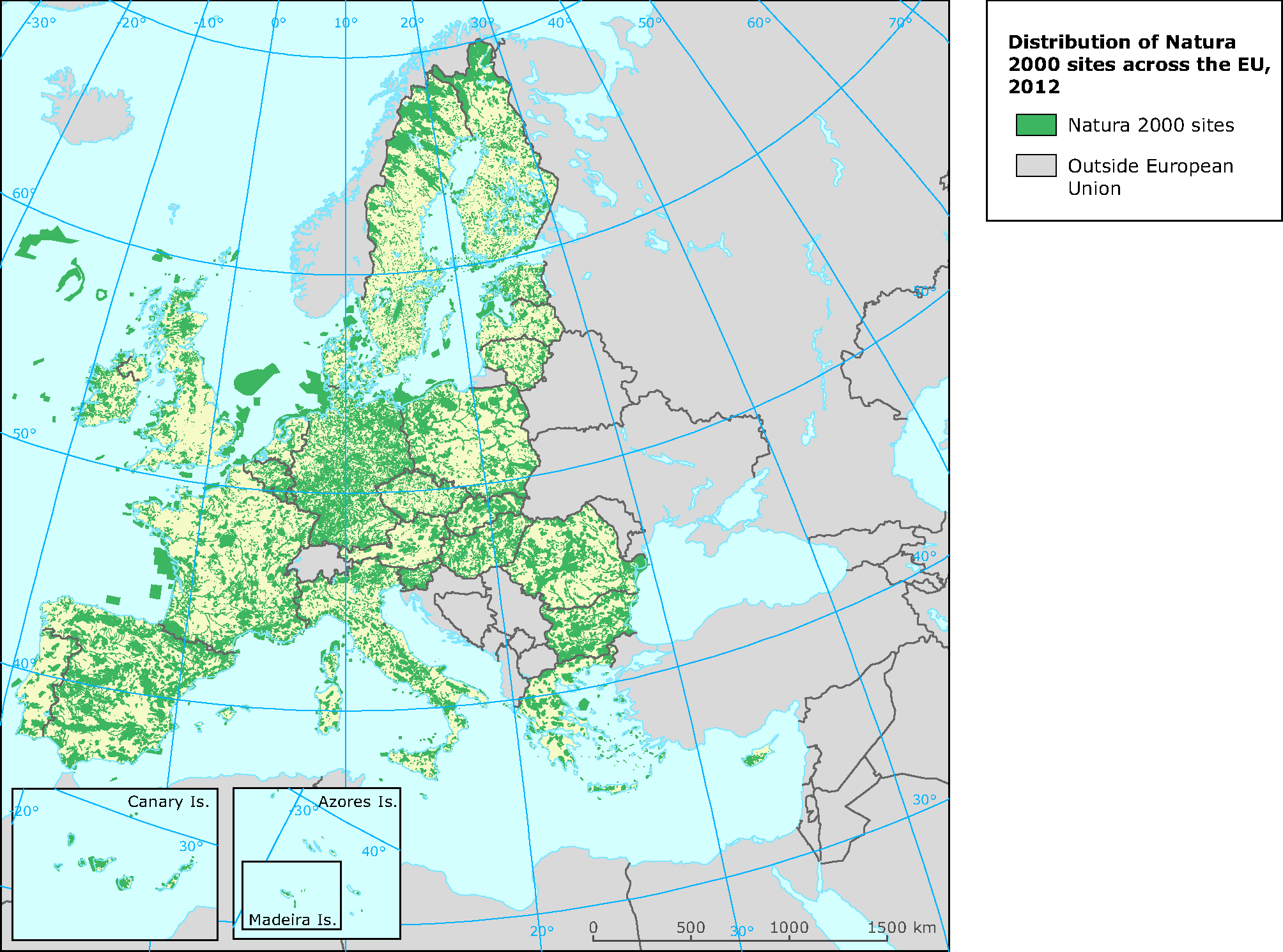 Distribution of Natura 2000 sites across EU-27, 2012 — European Environment  Agency