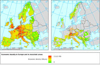 Economic density in the EU‑27 and in mountain areas