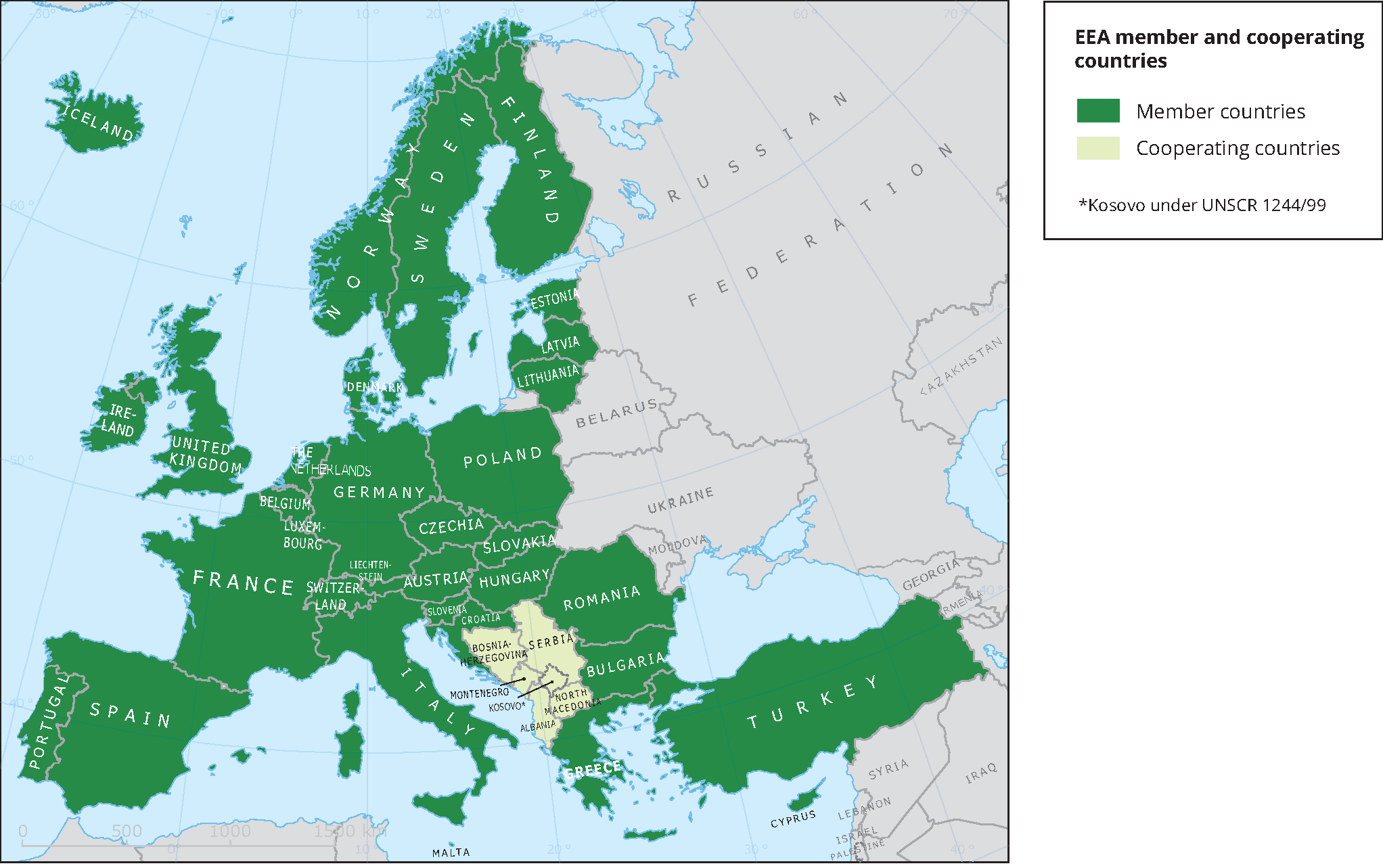 European Economic Area Map Eea Member Countries And Cooperating Countries — European Environment Agency