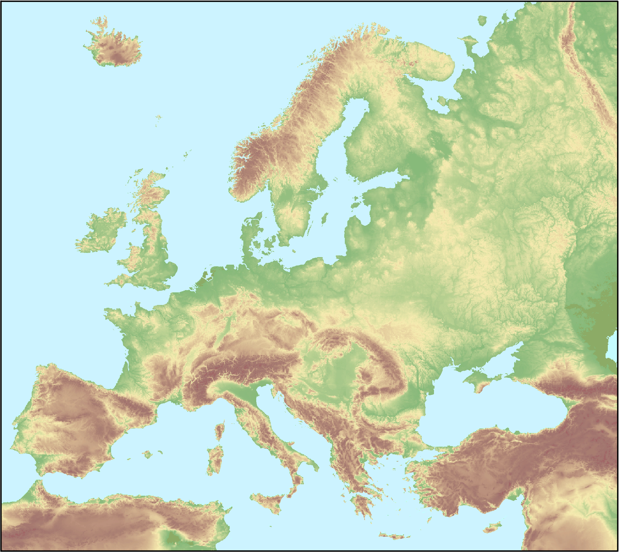 Map With Height Above Sea Level Elevation Map Of Europe — European Environment Agency