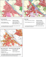 Examples from the land cover data layers CLC, the HRL IMD data set and Urban Atlas