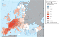 Extent of the heat wave in 2015 in Europe