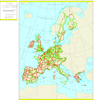 Increase in trans-European transport network 1995-2010