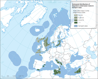 Estimated distribution of impulsive underwater noise in Europe's seas