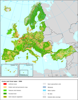 Analysis of changes in European land cover from 2000 to 2006