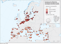  Links of European ports affected by ESL increase according to RCP8.5 