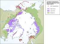 Location of datasets in the Arctic Species Trend Index