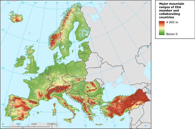 Map Of Europe Mountains Ranges Major mountain ranges of Europe — European Environment Agency