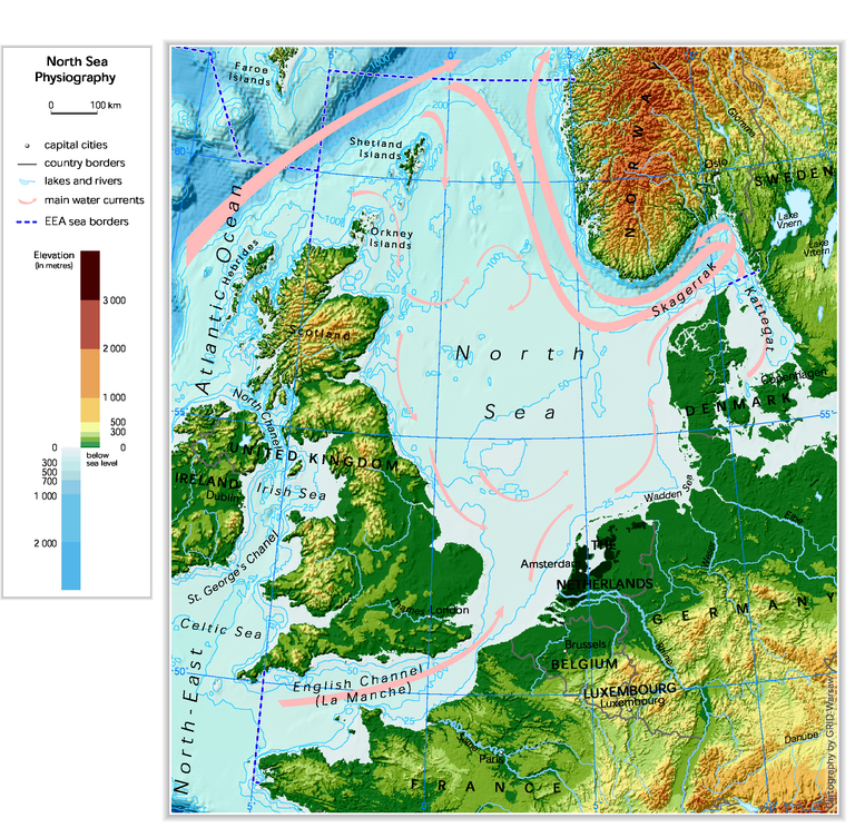 North Atlantic Ocean Depth Map