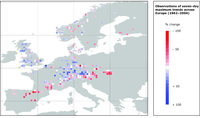 Observations of seven-day maximum trends across Europe (1962–2004)