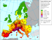 Exposure of European agricultural areas to ozone (AOT40)