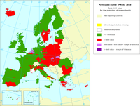 Particulate matter (PM10), 2010 - Daily limit value for the protection of human health