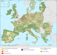 Patterns of urban sprawl across Europe, 24 countries, 1990-2000, 1 km x 1 km grid