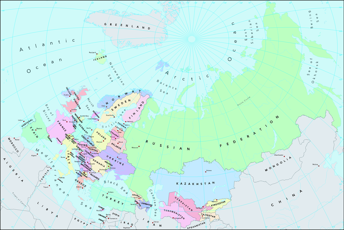 Russia And Eurasia Political Map Political Map Of Eurasia — European Environment Agency