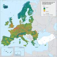 Potential quiet areas in Europe based upon the quietness suitability index (QSI)