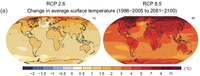Projected changes in average surface temperature, for 2081-2100 relative to 1986-2005