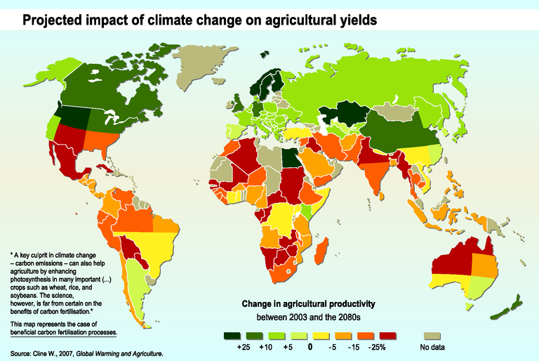 Climate Change Prediction Map Projected Impact Of Climate Change On Agricultural Yields European Environment Agency