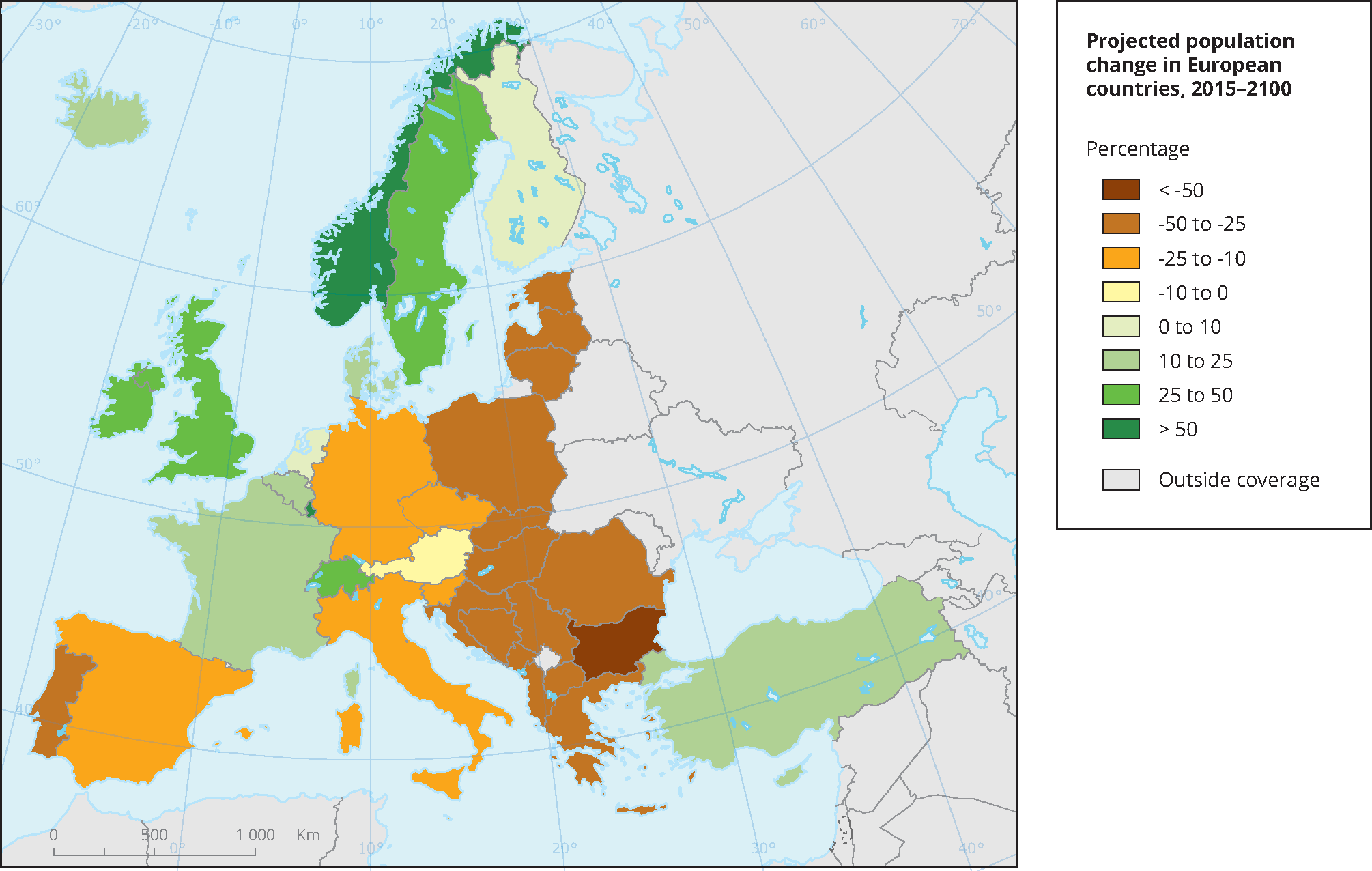 Projected Population Change In European Countries 15 To 2100 European Environment Agency