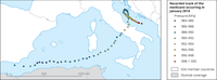 Recorded track of the medicane occurring in January 2014