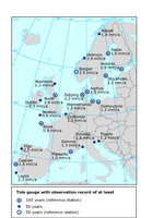 Sea-level change at different European tide-gauge stations 1896-2004