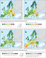 Spatial distribution of exposure to four air pollutants across Europe, 2013-2014
