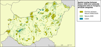 Spatial overlap between Natura 2000 and nationally designated sites in Hungary, all IUCN categories