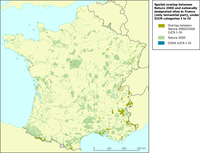 Spatial overlap between Natura 2000 and nationally designated sites in France (only terrestrial part) under IUCN categories I to IV