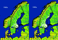 Tick prevalence (white dots) in central and northern Sweden