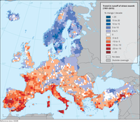 Trend in runoff during the driest month of the year in Europe (1951-2015)