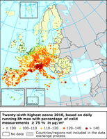 Twenty-sixth highest ozone 2010, based on daily running 8h max with percentage of valid measurements 75 % in μg/m3