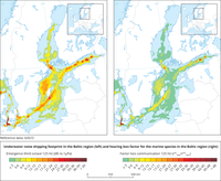 Underwater noise shipping footprint in the Baltic region and hearing loss factor for the marine species in the Baltic region