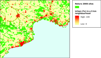 Urban pressure on Natura 2000 sites in the coastal areas of the English Channel and western Mediterranean