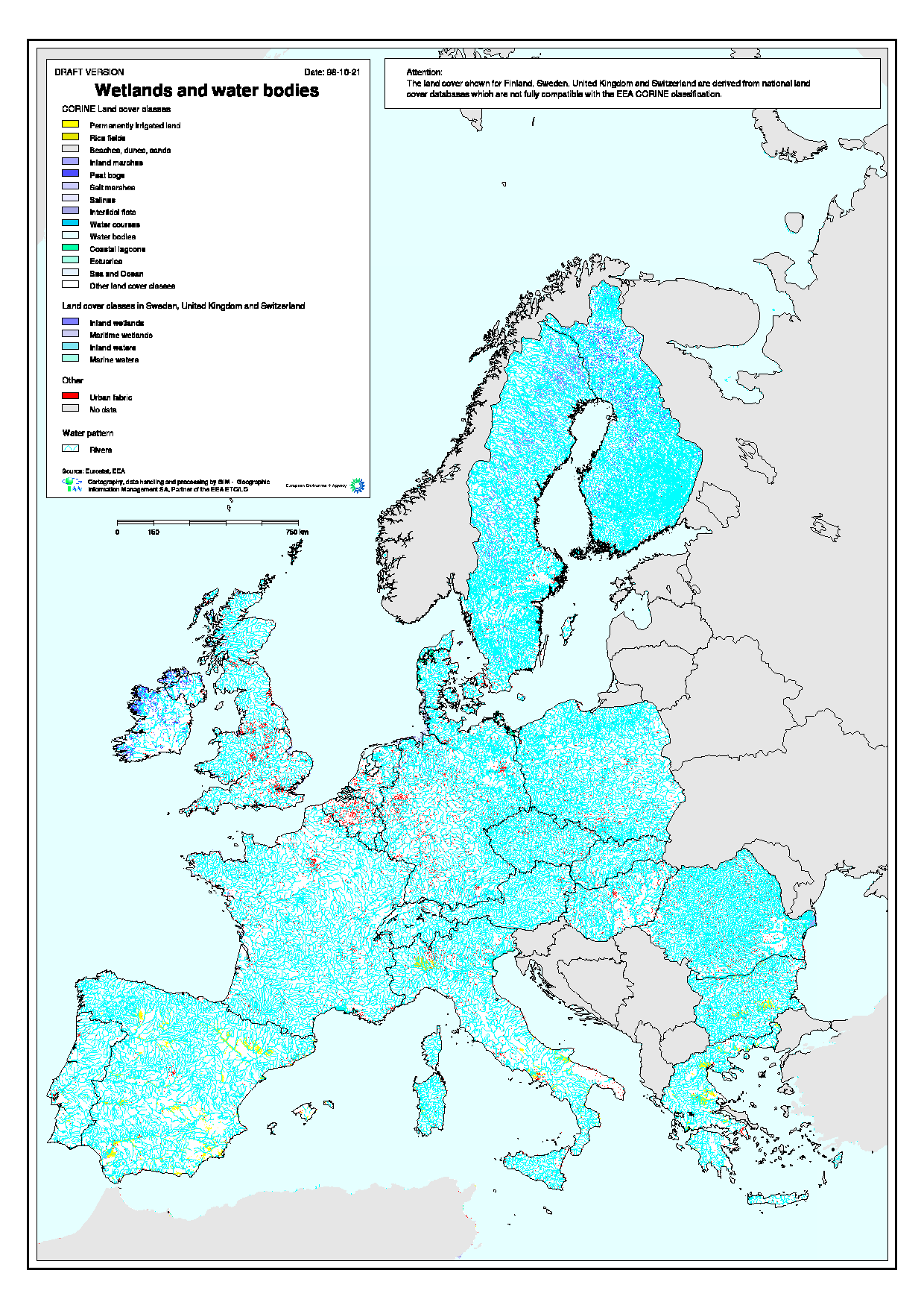 European Bodies Of Water Map Wetlands And Water Bodies — European Environment Agency