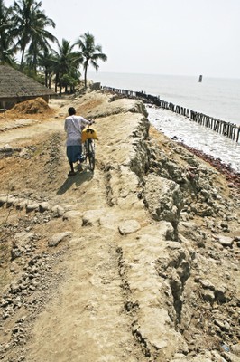 Des digues sur l'île de Sagar