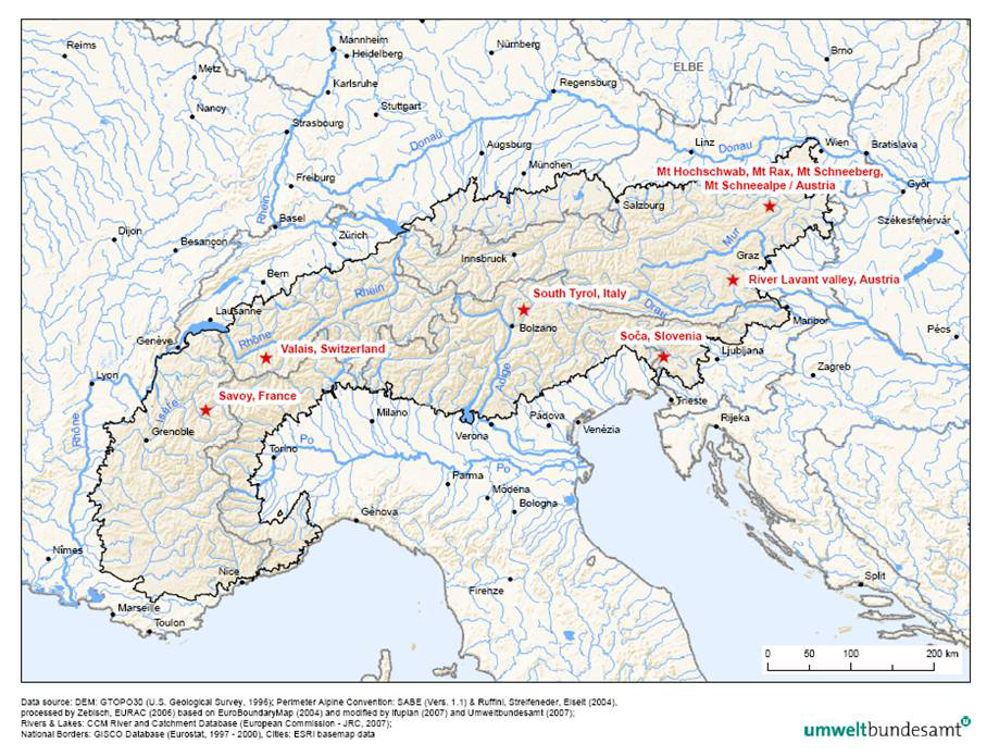 Alps Mountain Range On Europe Map   The Alps And The Report2019s Case Studies