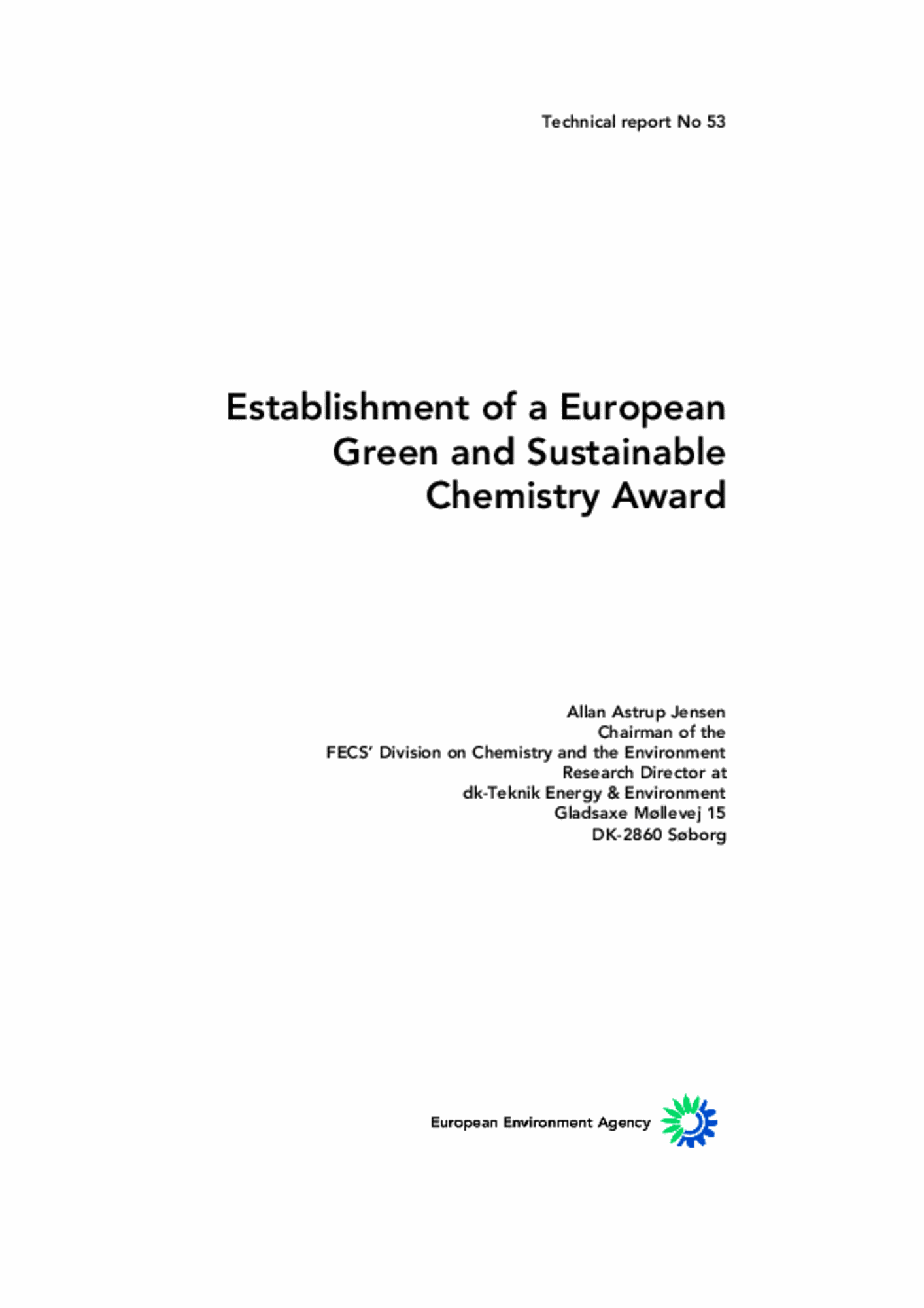 of a European Green (and Sustainable) Chemistry Award — European Environment Agency