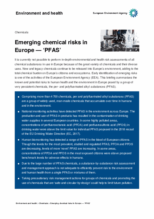 Emerging chemical risks in Europe — 'PFAS' — European Environment Agency